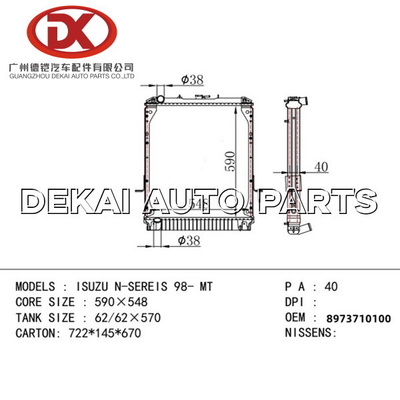 Selbstlkw ISUZU NPR 4HG1 4HF1 des kühlsystem-Wasserkasten-8973710100