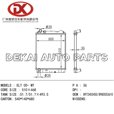 8973710110 Plastikaluminiumheizkörper Isuzu Truck 8971771930 8973874661